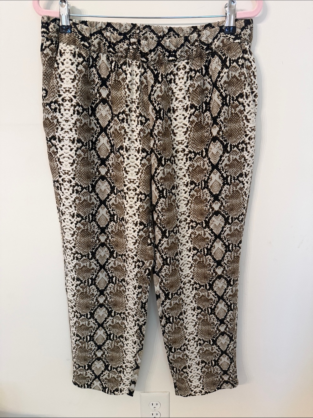 Banana Republic Snake-Print Pull-On Pants — Brown, Black & Cream